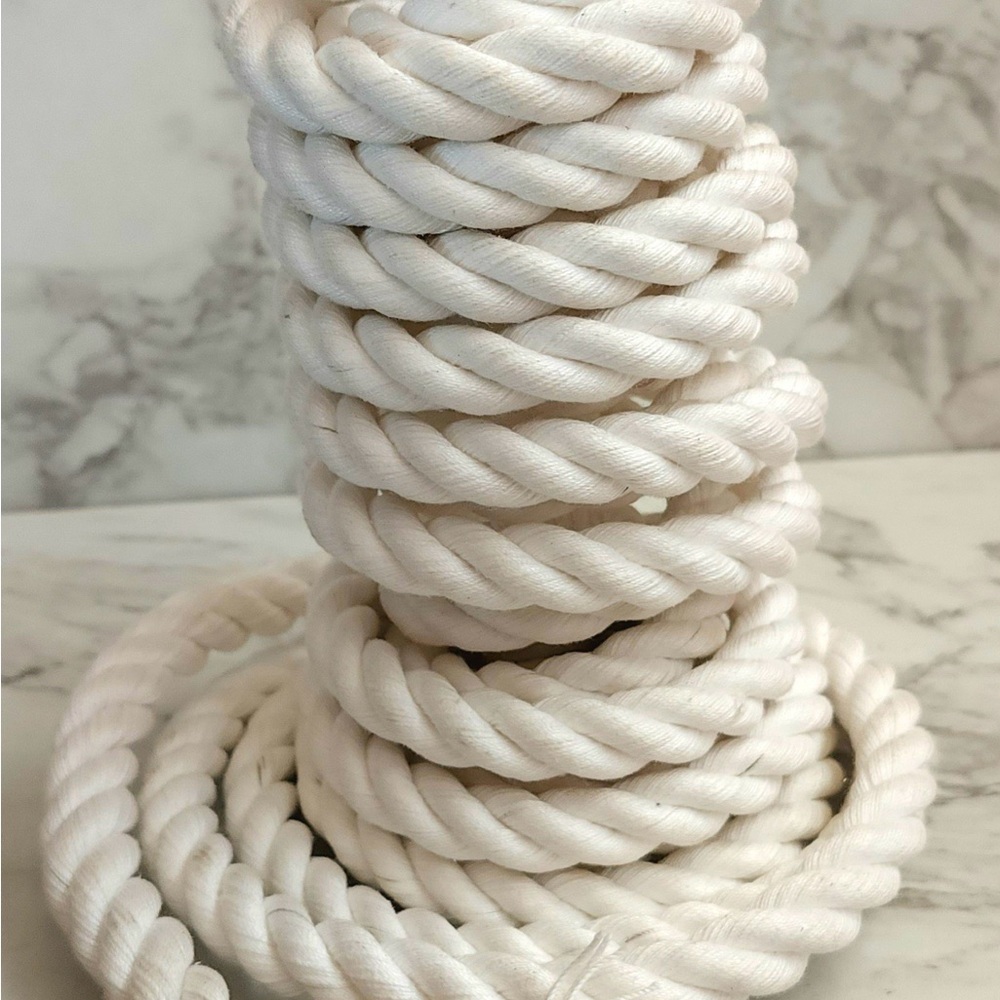 Handmade 100% Cotton White Twisted Rope 18 ft